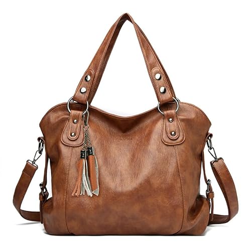 SCOFY FASHION Weiche PU-Leder Tragetaschen Für Frauen Reise Arbeit Handtaschen Minimalistische Freizeit Umhängetaschen Satchel (Gelb) von SCOFY FASHION