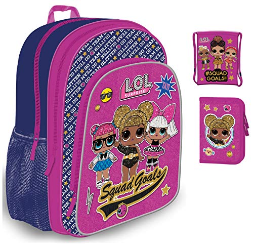 LOL Kindergartenrucksack Mädchen 1 Klasse Tornister Rucksack Set 3 TLG. L.O.L. für Vorschule/inkl. Federmäppchen und Sportbeutel von SCOOLSTAR