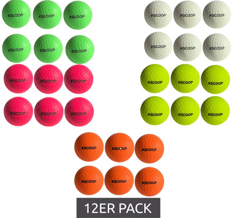 12er Sparpack SCOOP X-Treme Hockey Street-Balls mit Dimple-Design Hockeyball Sport-Ausrüstung Weiß, Grün, Pink, Gelb oder Orange von SCOOP
