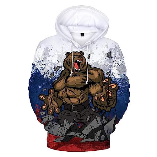 SCOOVY 2023 Russland Bär Russische Flagge Gedruckt 3D Hoodie Sweatshirts Männer Mode Lässig Pullover Harajuku Streetwear Übergroßen Jacke Mantel color1,L von SCOOVY