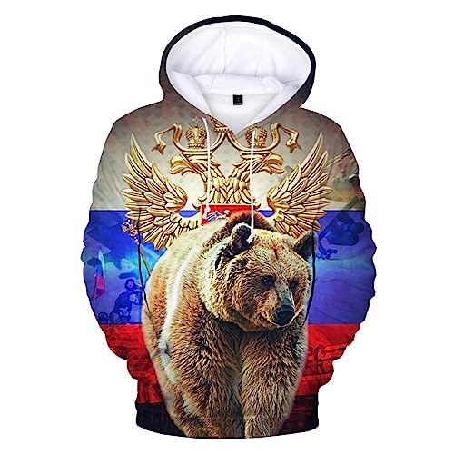 SCOOVY 2023 Russland Bär Russische Flagge Gedruckt 3D Hoodie Sweatshirts Männer Mode Lässig Pullover Harajuku Streetwear Übergroßen Jacke Mantel color3,6XL von SCOOVY