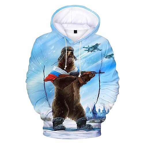 SCOOVY 2023 Russland Bär Russische Flagge Gedruckt 3D Hoodie Sweatshirts Männer Mode Lässig Pullover Harajuku Streetwear Übergroßen Jacke Mantel color5,L von SCOOVY