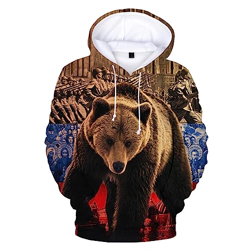 SCOOVY 2023 Russland Bär Russische Flagge Gedruckt 3D Hoodie Sweatshirts Männer Mode Lässig Pullover Harajuku Streetwear Übergroßen Jacke Mantel color6,L von SCOOVY