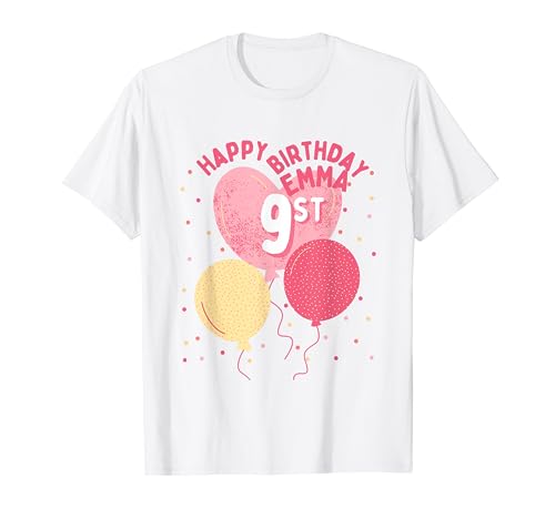 Alles Gute zum Geburtstag 9 Jahre alt Emma Mädchen 9. Feier T-Shirt von SCORDERS