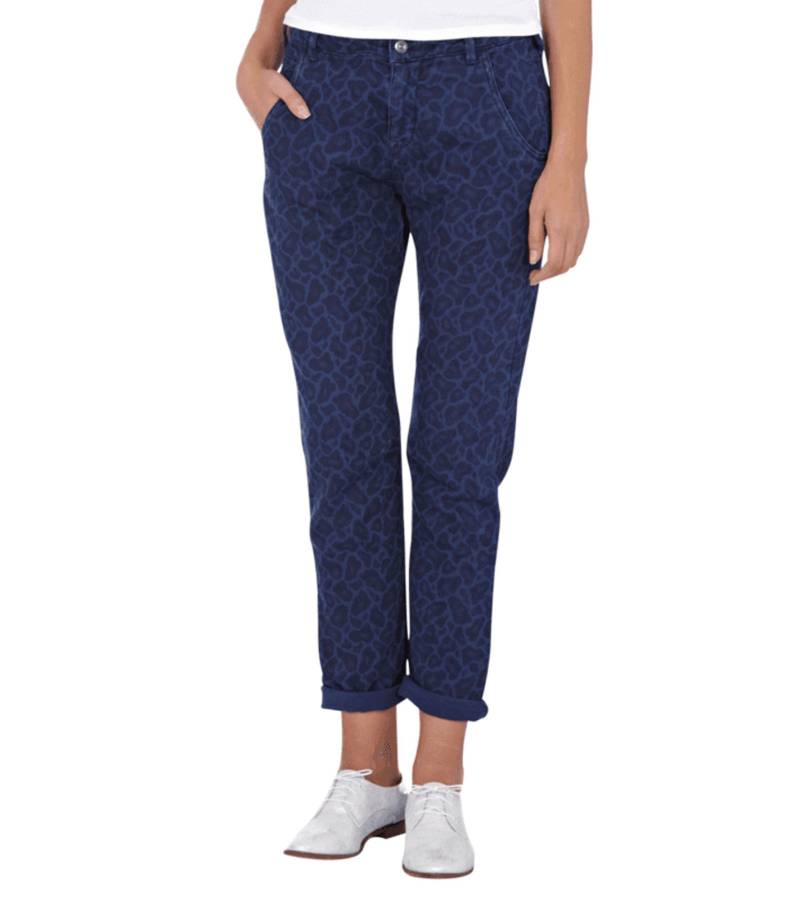 SCOTCH & SODA X MAISON SCOTCH Amsterdam Blauw Hose stylische Damen 5-Pocket-Hose mit Animal-Muster Blau von SCOTCH & SODA