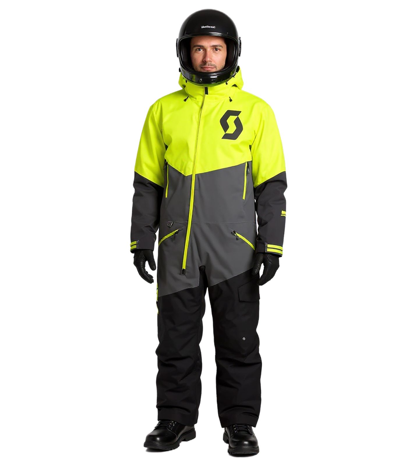 SCOTT Back-X Dryo Monosuit Herren Winter-/Schneemobil-Einteiler mit DRYOsphere 2L-Membran Motorfahrten im Schnee Winter-Offroad-Einsatz 278411 7423 Grau/Neon-Gelb von SCOTT