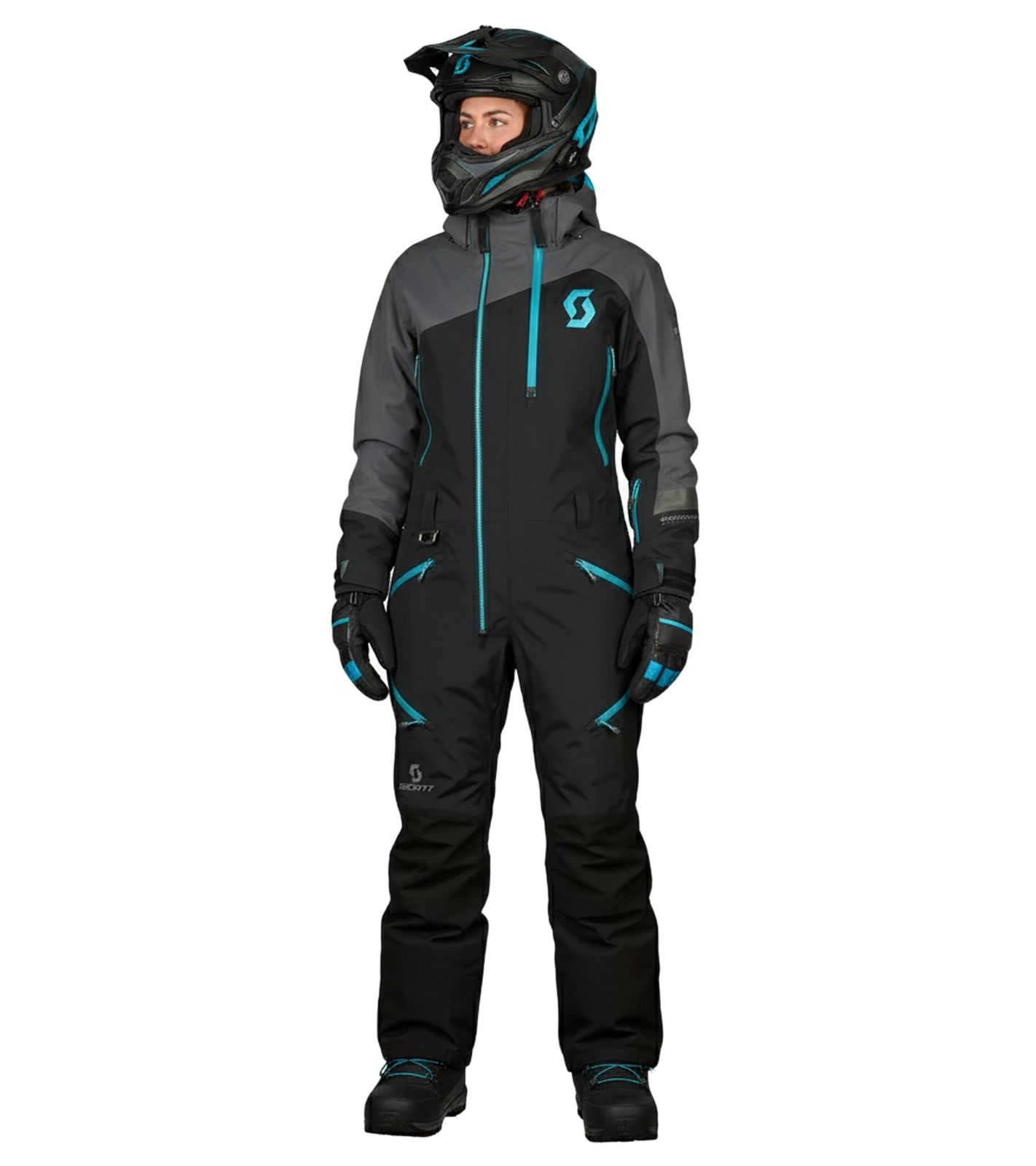 SCOTT DS-I Dryo Monosuit Damen Winter-/Schneemobil-Einteiler mit DRYOsphere 2L-Membran Motorfahrten im Schnee Winter-Offroad-Einsatz 292393 7424 Schwarz/Blau von SCOTT