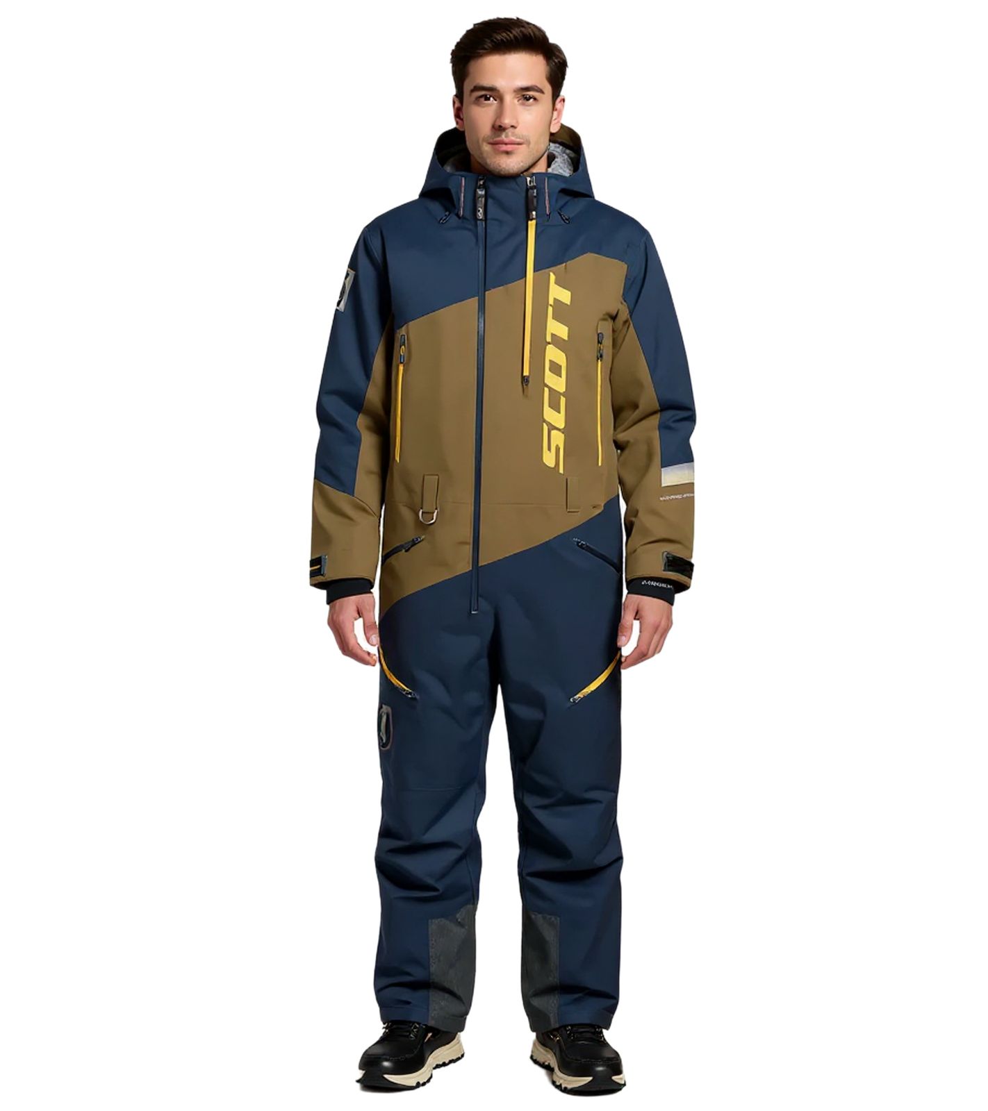 SCOTT DS Shell Dryo Monosuit Herren Winter-/Schneemobil-Einteiler mit DRYOsphere 2L-Membran Motorfahrten im Schnee Winter-Offroad-Einsatz 292391 7030 Braun/Blau von SCOTT