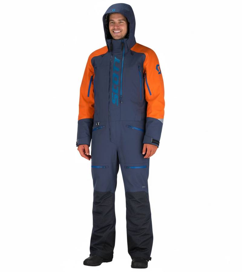 SCOTT DS Shell Dryo Monosuit Herren Winter-/Schneemobil-Einteiler mit DRYOsphere Membran Motorfahrten im Schnee Winter-Offroad-Einsatz 273259 6371 Blau/Orange von SCOTT