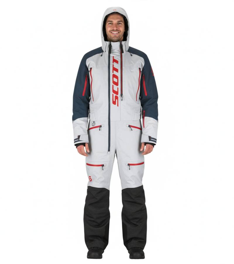 SCOTT DS Shell Dryo Monosuit Herren Winter-/Schneemobil-Einteiler mit DRYOsphere Membran Motorfahrten im Schnee Winter-Offroad-Einsatz 273259 6761 Weiß/Navy von SCOTT