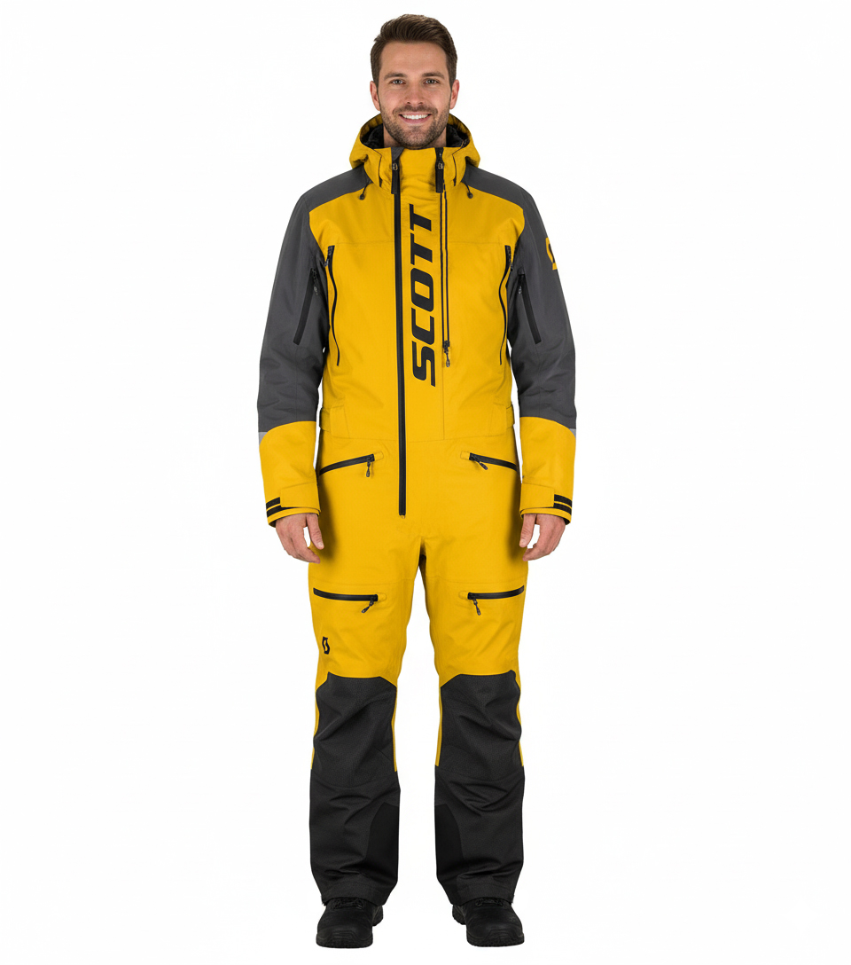 SCOTT DS Shell Dryo Monosuit Herren Winter-/Schneemobil-Einteiler mit DRYOsphere Membran Motorfahrten im Schnee Winter-Offroad-Einsatz 273259 6770 Gelb/Grau von SCOTT