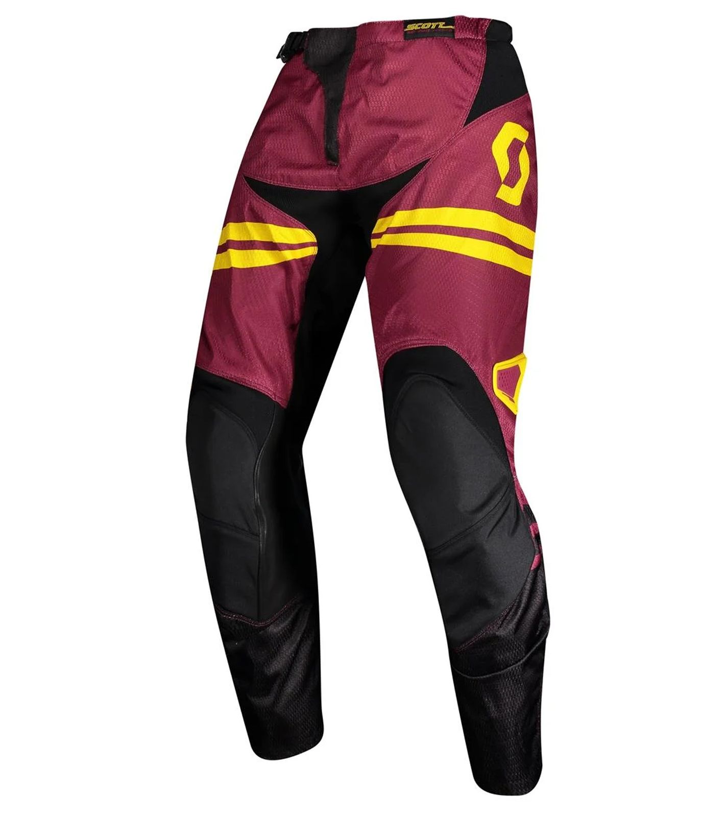 SCOTT Pant 350 Herren Moto-Cross Hose Motorsport-Kleidung mit Leder-Knie 273392 6425 Weinrot/Gelb von SCOTT