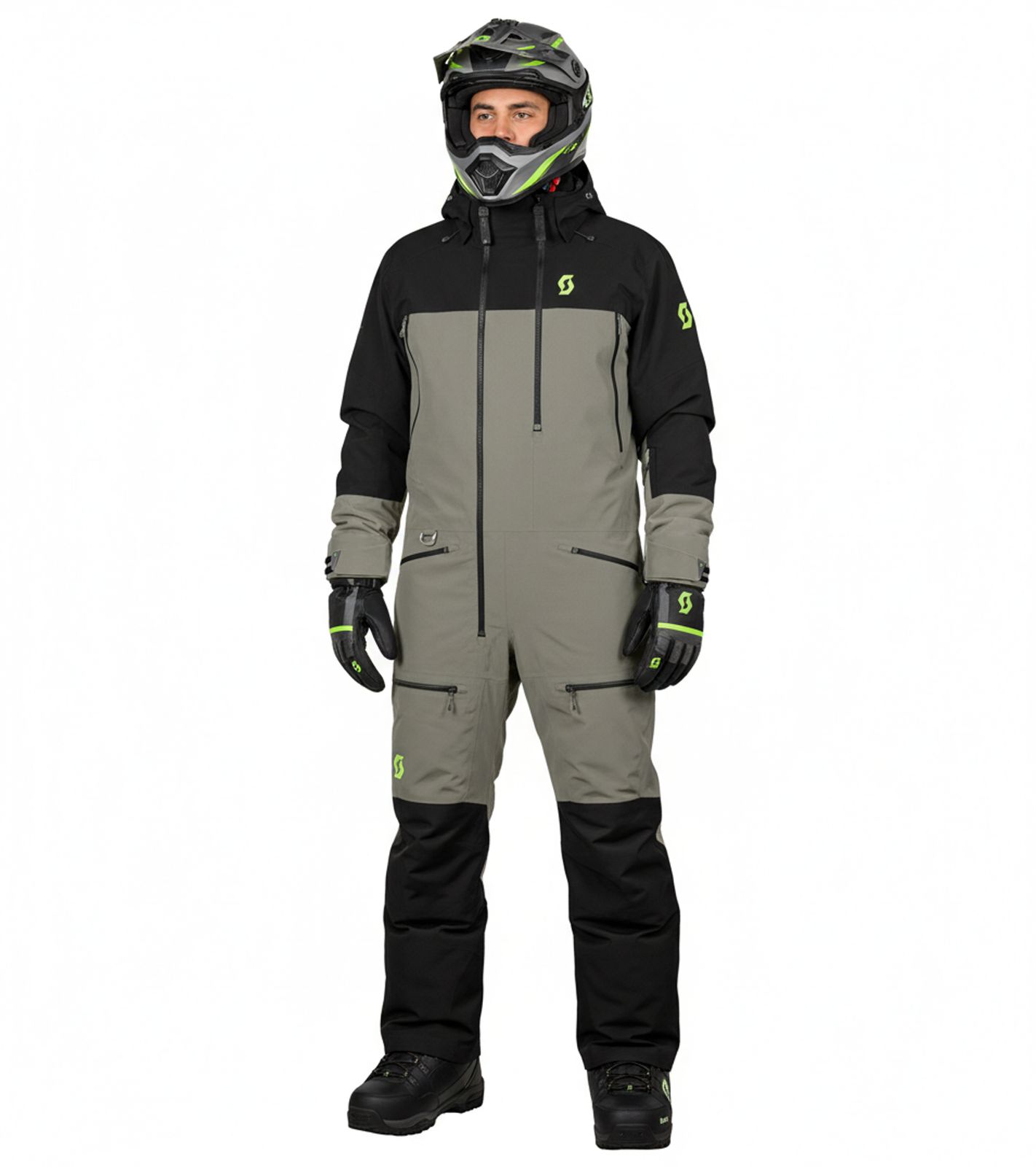SCOTT Roop Dryo Monosuit Herren Winter-/Schneemobil-Einteiler mit DRYOsphere Membran Motorfahrten im Schnee Winter-Offroad-Einsatz 278409 7657 Beige-Grau/Schwarz von SCOTT