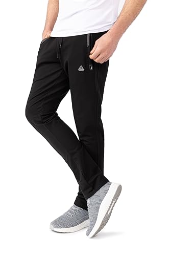 SCR SPORTSWEAR S-3X 30/32/34/36/38 lange Innennaht Herren Sweatpants Workout Athletic Running Sweats Lounge Pants Reißverschlusstaschen - Schwarz - S/84 cm Entrepierna von SCR SPORTSWEAR