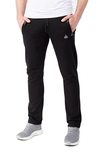 SCR SPORTSWEAR S-3X 30/32/34/36/38 lange Innennaht Herren Sweatpants Workout Athletic Running Sweats Lounge Pants Reißverschlusstaschen - Schwarz - XXL/97 cm Entrepierna von SCR SPORTSWEAR