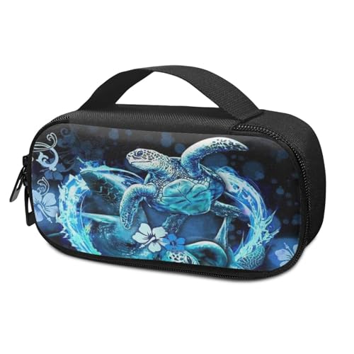 SCRAWLGOD Blue Turtle Hibiskus Insulin-Kühltasche, Reisetasche, Diabetiker-Medikamentenkühltasche, Wärmedämmung, medizinische Kühltasche für Reisen, Diabetiker, Organizer und Reise-Sets von SCRAWLGOD