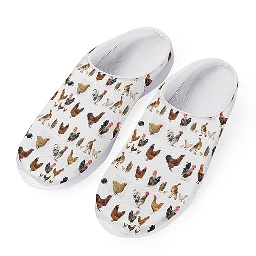 SCRAWLGOD Braethable Garten Clog Schuhe für Frauen mit Fußgewölbeunterstützung Personalisierte Gartenschuhe Frauen Walking Sneakers, Huhn Tier, 38 EU von SCRAWLGOD