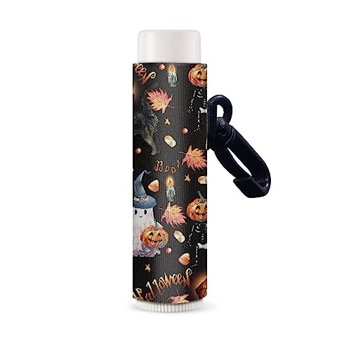 SCRAWLGOD Chapstick Schlüsselbundhalter, wiederverwendbar, Lippenstift-Etui für Geldbörse, mit Kunststoffhaken und Schnalle, geeignet für Frauen, Halloween, Einheitsgröße von SCRAWLGOD