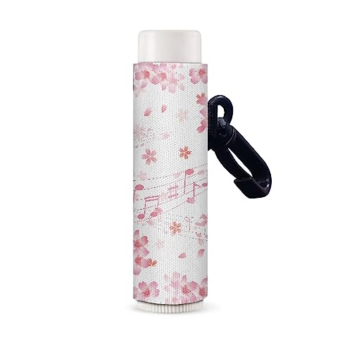 SCRAWLGOD Chapstick Schlüsselbundhalter, wiederverwendbar, Lippenstift-Etui für Geldbörse, mit Kunststoffhaken und Schnalle, geeignet für Frauen, Rosa (Cherry Blossoms), Einheitsgröße von SCRAWLGOD