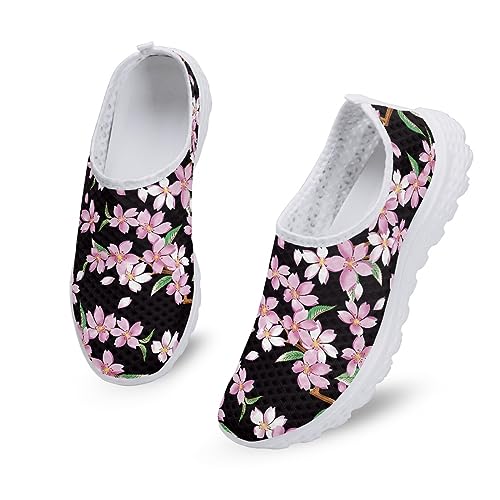SCRAWLGOD Damen Wanderschuhe Mesh Slip On Air Mesh Loafer Atmungsaktiv Leichte Laufschuhe Sneaker, Kirschblüte, 38 EU SCRAWLGOD Damen Wanderschuhe Mesh Slip On Air Mesh Loafer Atmungsaktiv Leichte Laufschuhe Sneaker, Kirschblüte, 38 EU von SCRAWLGOD