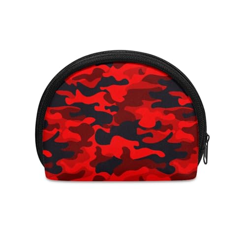 SCRAWLGOD Geldbörse für Damen, Kartenhalter, Münzgeldbörse für Mädchen, Münzgeldbeutel, Geldbörse, Erwachsene, Kreditkartenhalter, Reißverschlusstasche, Camo Red, Einheitsgröße von SCRAWLGOD