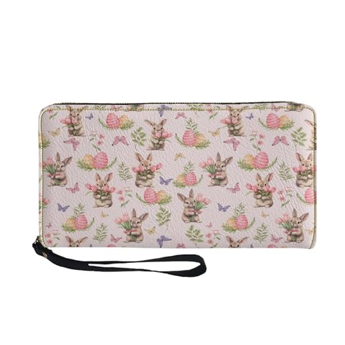 SCRAWLGOD Geldbörsen für Damen und Mädchen, Reißverschluss, Kartenhalter, Clutch, PU-Leder, lange Geldbörse, Organizer, Zubehör, Kaninchen-Tulpe von SCRAWLGOD