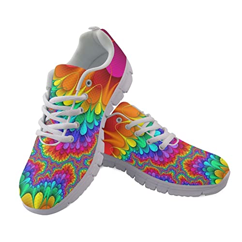 SCRAWLGOD Herren Sportschuhe Casual Tennis Sneakers Atmungsaktiv Schnürschuh Walking Laufschuhe, Hippie Rainbow, 43 1/3 EU von SCRAWLGOD