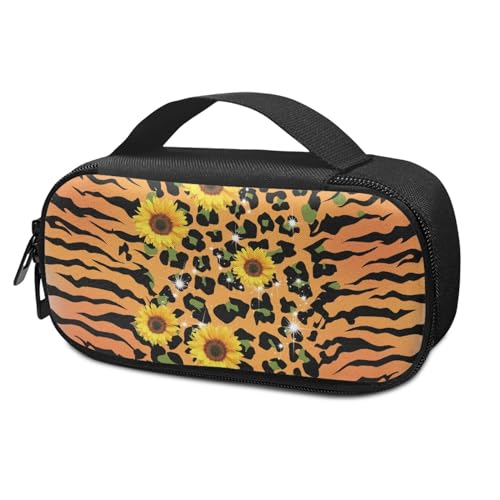 SCRAWLGOD Insulin-Kühltasche mit Sonnenblumen-Leopardenmuster, Reisetasche, für Diabetiker, Medikamente, Kühltasche mit Reißverschluss, Wärmedämmung, medizinische Kühltasche für Reisen für Frauen, von SCRAWLGOD