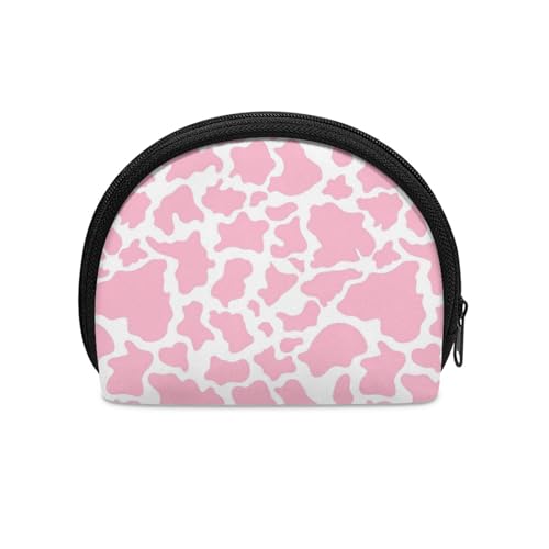 SCRAWLGOD Kleine Münzgeldbörse, Mini-Münztasche, Geldbörse, Schlüsselkartenetui, Kleingeld, Geldbörse, Reisetasche, Zubehör für Damen und Herren, Rosa Kuh-Druck., Einheitsgröße von SCRAWLGOD