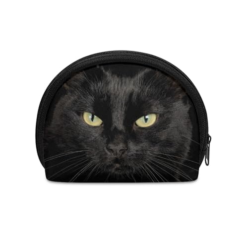 SCRAWLGOD Kleine Münzgeldbörse, Mini-Münztasche, Geldbörse, Schlüsselkartenetui, Kleingeld, Geldbörse, Reisetasche, Zubehör für Damen und Herren, schwarze katze, Einheitsgröße von SCRAWLGOD