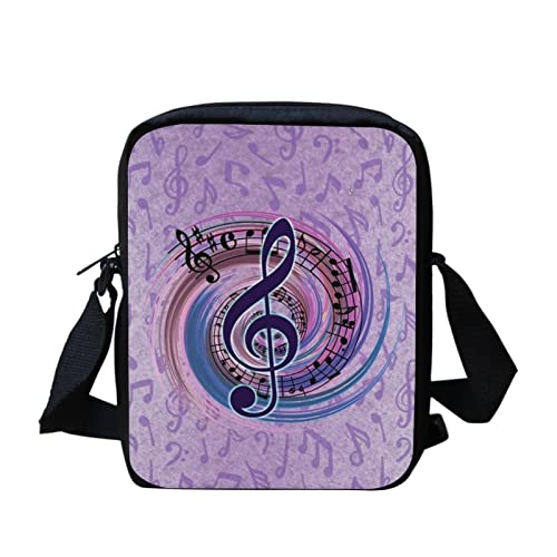 SCRAWLGOD Kleine Umhängetasche, Handtaschen für Damen und Mädchen, lässig, Reisen, Sport, Crossbody-Tasche, Handy-Geldbörse, Violette Musiknoten, Einheitsgröße von SCRAWLGOD