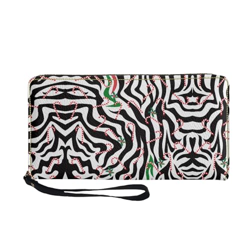 SCRAWLGOD Lange Geldbörse für Damen, mit Reißverschluss, kleine Mini-Clutch-Tasche, PU-Leder, Stylischer Zebra-Druck, Casual von SCRAWLGOD