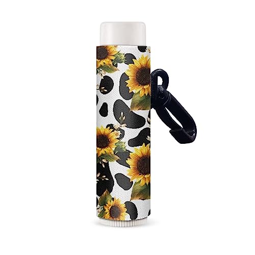 SCRAWLGOD Lippenbalsam-Halter mit Sonnenblumen-Motiv, modischer Lippenstift-Etui für Geldbörse, Lippenbalsam-Halter, Schlüsselanhänger für Frauen, Reisezubehör, 1 Stück von SCRAWLGOD