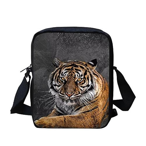 SCRAWLGOD Messenger Bags for Kids Children Boys Gifts Back to School Crossbody Satchel Bag Outdoor Sport Travel Handtaschen, Tiger Tier, Einheitsgröße von SCRAWLGOD