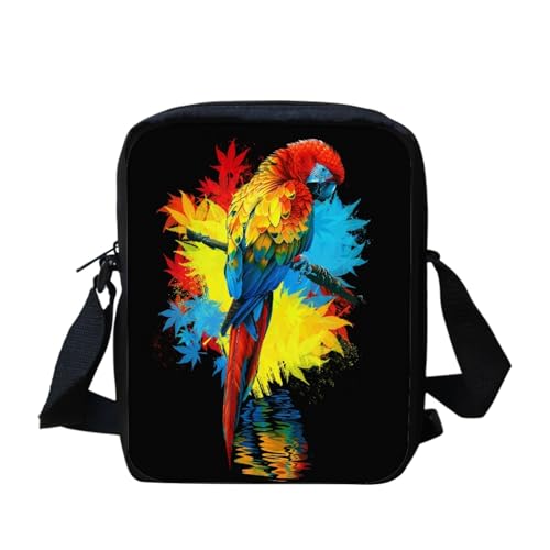 SCRAWLGOD Messenger-Tasche für Damen, Mini-Handtasche, Schultertasche, tägliche Schule, Umhängetasche für Teenager und Mädchen, Papagei, Einheitsgröße, SCR-E-2 von SCRAWLGOD