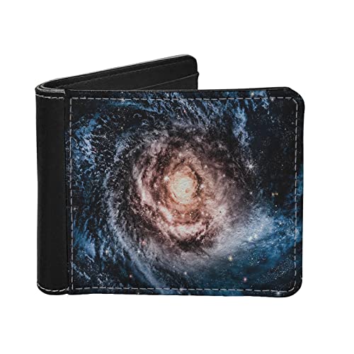 SCRAWLGOD Pferdegeldbörsen für Herren mit Geldklammer, PU-Leder, RFID-blockierender Kartenhalter, schmaler Bifold Organizer, Spirale Galaxie Raum, Modern von SCRAWLGOD