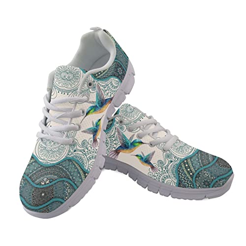 SCRAWLGOD Schuhe für Damen, Laufschuhe, bequeme Wanderschuhe, Sport, Tennisschuhe, Boho Mandala Kolibri, 39 1/3 EU von SCRAWLGOD