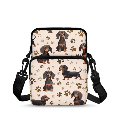 SCRAWLGOD Umhängetasche für Damen und Herren, trendig, mit Reißverschluss, Schultertasche, Handyhalterung, Kuriertasche, kleine Umhängetasche, Lustiger Hund, Einheitsgröße von SCRAWLGOD