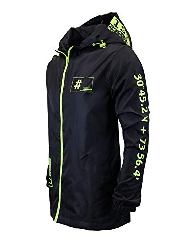 SCREENSHOT BRAND Leichte Regenjacke mit Kapuze, wasserabweisend, mit Reißverschluss, S51005-black Neon, S von SCREENSHOT