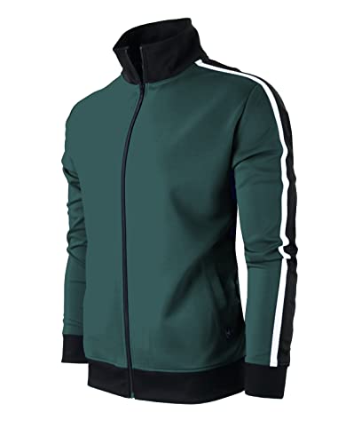 SCREENSHOT Herren Hip Hop Premium Slim Fit Komfort Trainingsjacke – Athletic Fitness Mode Urban Lifestyle Streetwear Top, S51706-grün/schwarz, Medium von SCREENSHOT