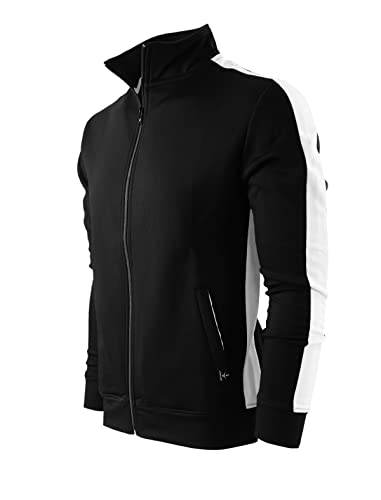 SCREENSHOT Herren Hip Hop Premium Slim Fit Komfort Trainingsjacke Athletic Fitness Mode Urban Lifestyle Streetwear Tops, S51707-black/white, Medium von SCREENSHOT