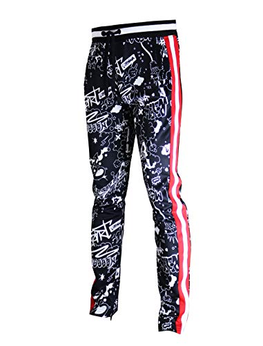 SCREENSHOT Herren Hip Hop Premium Slim Fit Urban Trainingshose – Athletic Jogger Bottom mit Seitenband Streetwear, P11006-schwarz, 3XL von SCREENSHOT