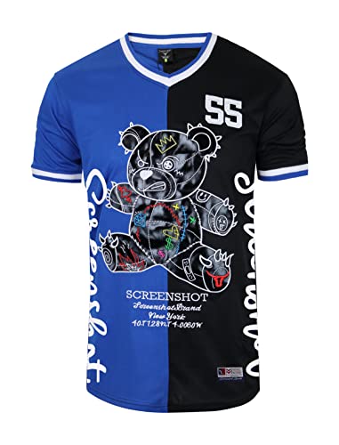 SCREENSHOT Herren Hip-Hop Premium Urban Sreetwear Jersey Top - NYC Style Basketball Sports Team Farbe Mesh Tops, TS1113-royal, Klein von SCREENSHOT