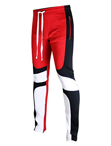 SCREENSHOT Herren Streetwear Premium Slim Fit Fashion Trainingshose – Sportbekleidung Jogger Hose mit Seitenband, P11031-rot, Groß von SCREENSHOT
