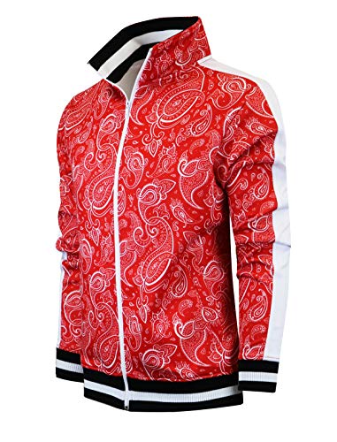 SCREENSHOT Herren Urban Hip Hop Premium Trainingsjacke – Slim Fit Side Taping Sportbekleidung Urbanwear Streetwear Fashion Top - Rot - XXX-Large von SCREENSHOT