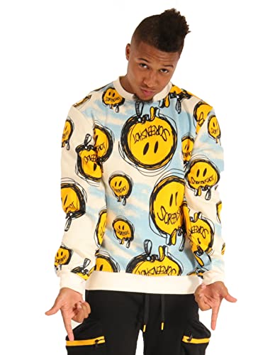 SCREENSHOT Urban NYC Graffiti Hip Hop Fleece Pullover Active Fashion Rundhals Sweatshirt Top, F11266-creme, XX-Large von SCREENSHOT