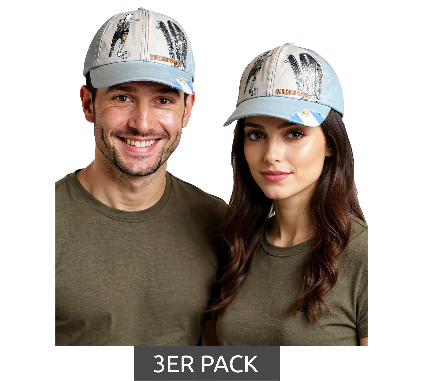 3er Sparpack WORLDCUP LEGENDS Unisex Baseball-Cap im Argentinien-Design Baumwoll-Cap mit Diego Maradona-Print Curved-Brim-Cap Damaged-Look TC123029WCL Blau/Weiß 3er Sparpack WORLDCUP LEGENDS Unisex Baseball-Cap im Argentinien-Design Baumwoll-Cap mit Diego Maradona-Print Curved-Brim-Cap Damaged-Look TC123029WCL Blau/Weiß von SCRIMMAGE