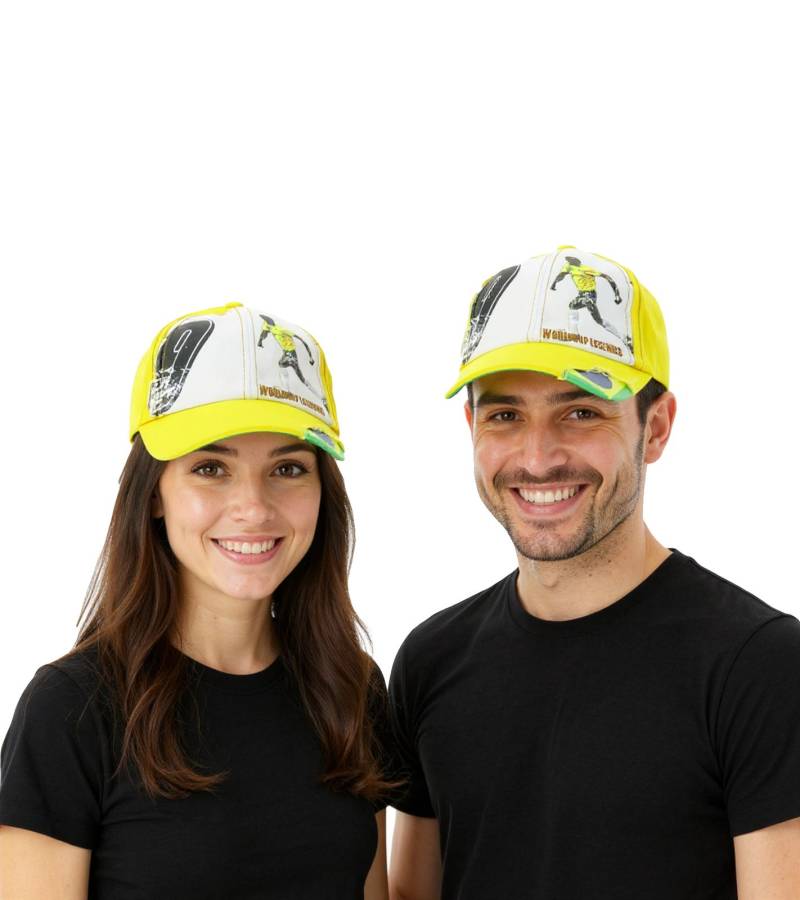 WORLDCUP LEGENDS Unisex Baseball-Cap im Brasilien-Design Baumwoll-Cap mit Fußballspieler-Print Curved-Brim-Cap mit No.9-Print Damaged-Look TC123027WCL Gelb/Bunt WORLDCUP LEGENDS Unisex Baseball-Cap im Brasilien-Design Baumwoll-Cap mit Fußballspieler-Print Curved-Brim-Cap mit No.9-Print Damaged-Look TC123027WCL Gelb/Bunt von SCRIMMAGE