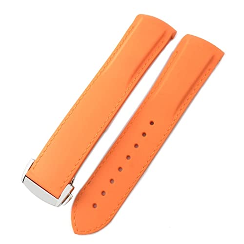 SCRUBY 19 mm 20 mm Gummi-Uhrenarmband 21 mm 22 mm für IWC PILOT Mark 18 Spitfire Chronograph IW3270 IW3777 IW5010 Uhrenarmband mit gebogenem Ende(Orange Orange,19mm) von SCRUBY