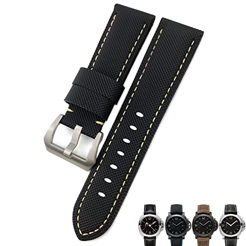 SCRUBY 24mm Carbon Fiber Uhrenarmband Schwarz Uhrenarmbänder Für Panerai pam 01661/00441 Uhrenarmbänder Für Männer Zubehör(Black white silver,26mm) von SCRUBY